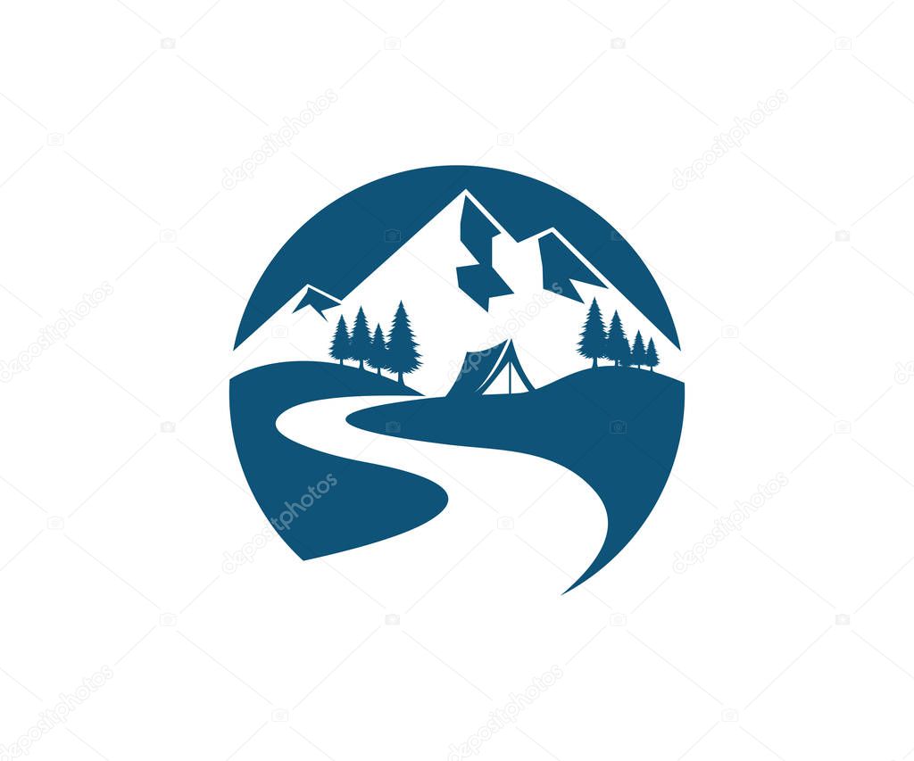 mountains peak vector icon logo design template