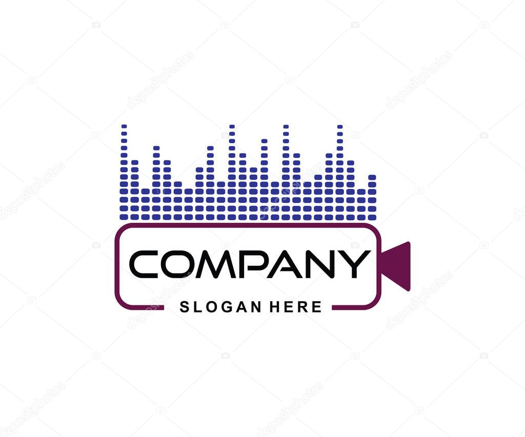 music and video media record vector icon logo design template