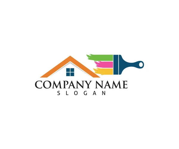 Modelo Design Logotipo Vetor Serviço Pintura Casa Colorido —  Vetores de Stock