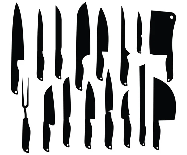 Kitchen Knife Silhouette Set Vector Design — Stock Vector