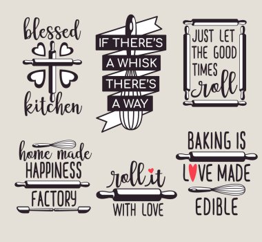 eğlenceli alıntı yazdırılabilir vektör tasarım şablonu kümesi pişirme şirin
