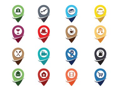 GPS konum işaretçisini vektör simge logo tasarım şablonu ayarla