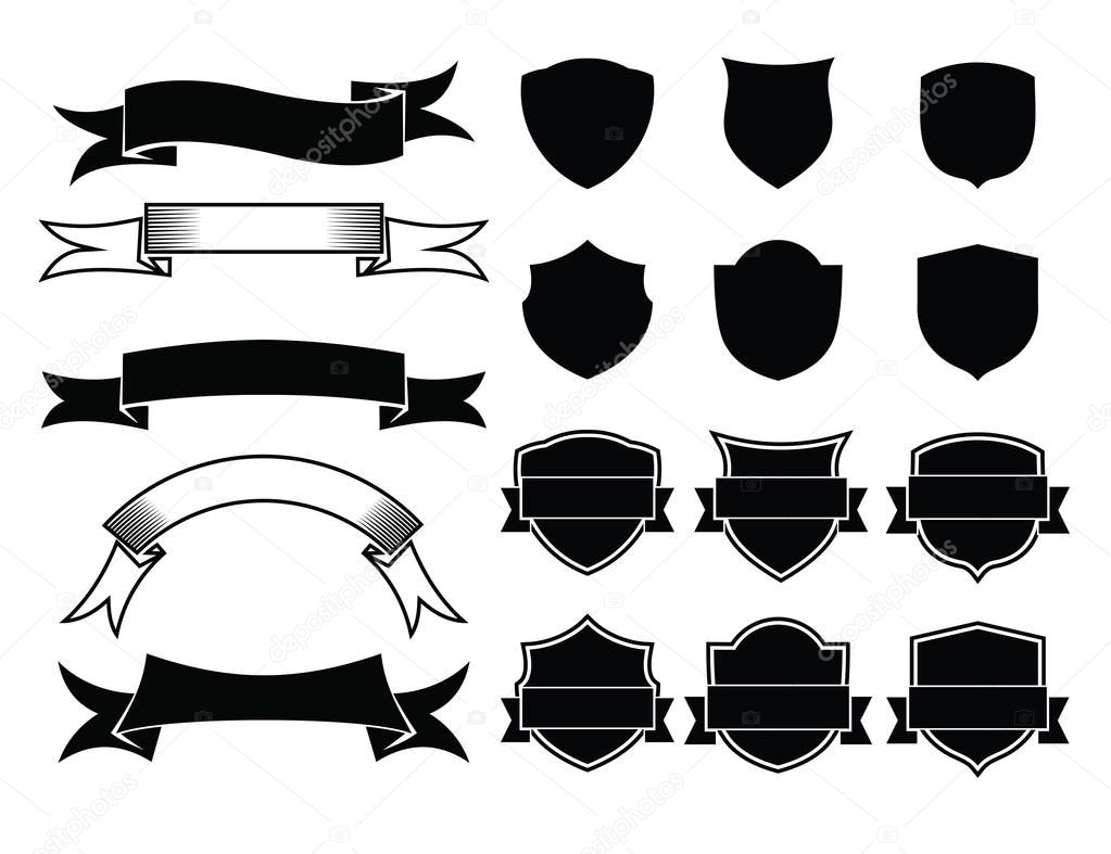 ribbon badge emblem element vector design template set