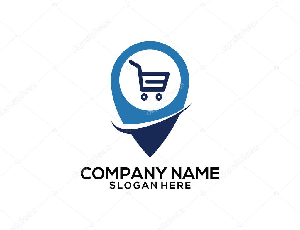 Shopping mall gps location pointer vector icon logo design template