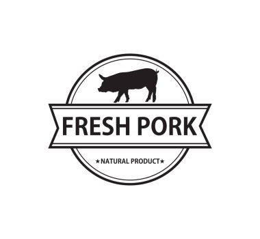 taze domuz eti kasaplık vektör marka etiketi kimlik tasarım şablonu