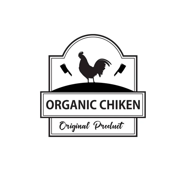 Organic Kurczaka Mięso Butchery Wektor Marki Etykieta Tożsamość Szablonu Projektu — Wektor stockowy