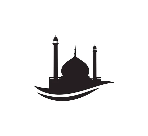 Schwarze Silhouette Moschee Zeichen Logo Symbol Vektor Design Vorlage — Stockvektor