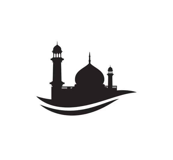 Schwarze Silhouette Moschee Zeichen Logo Symbol Vektor Design Vorlage — Stockvektor