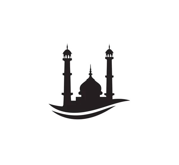 Fekete Sziluettje Mecset Jel Logo Szimbólum Vektor Tervezősablon — Stock Vector