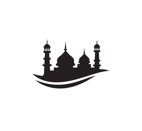 Fekete Sziluettje Mecset Jel Logo Szimbólum Vektor Tervezősablon — Stock Vector