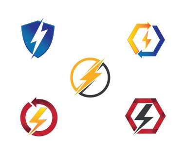 güç enerji kıvılcım elektrik vektör logo tasarım şablonu
