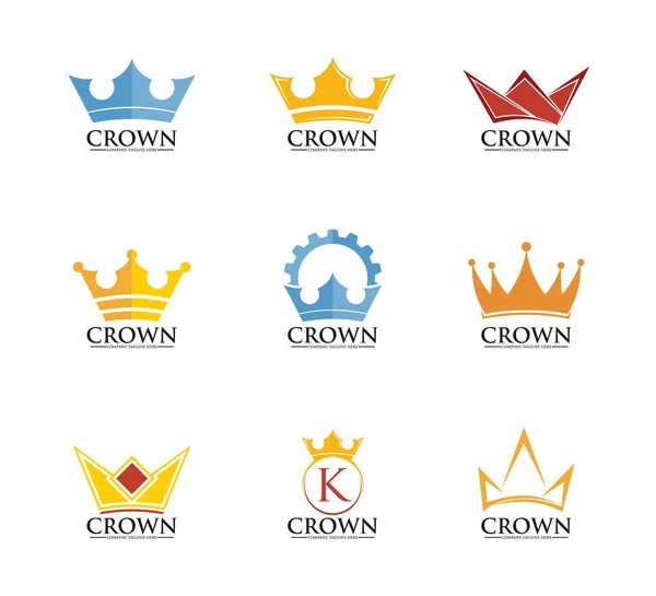 Corona Imperial Reino Vector Logo Diseño Plantilla Conjunto — Vector de stock