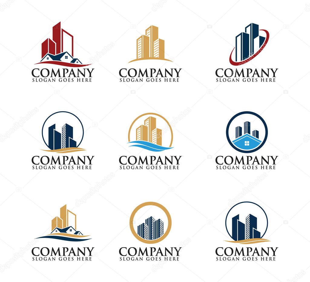 mega city building apartment vector logo design template