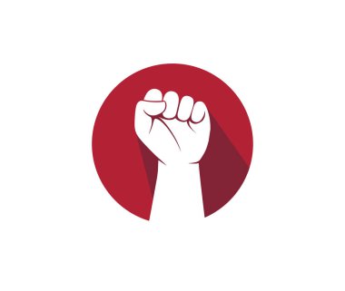 kırmızı daire vektör simge logo tasarım şablonu içinde el yumruk