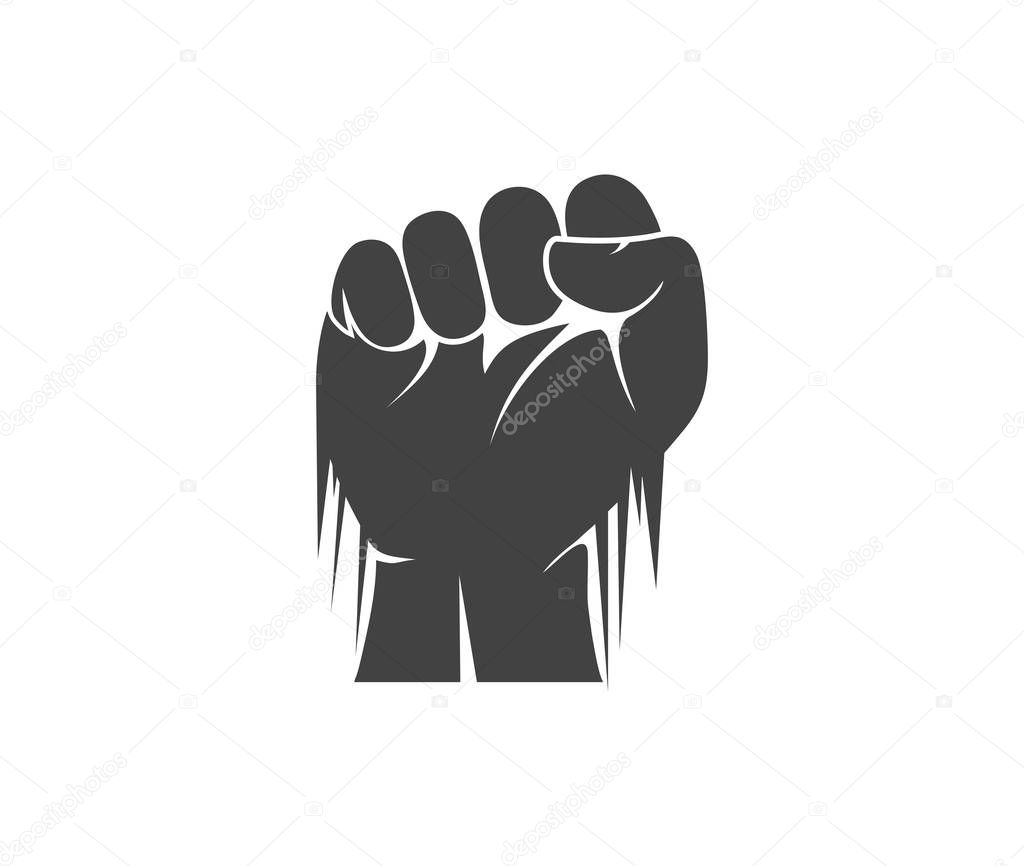 hand fist rising in the air vector logo design template