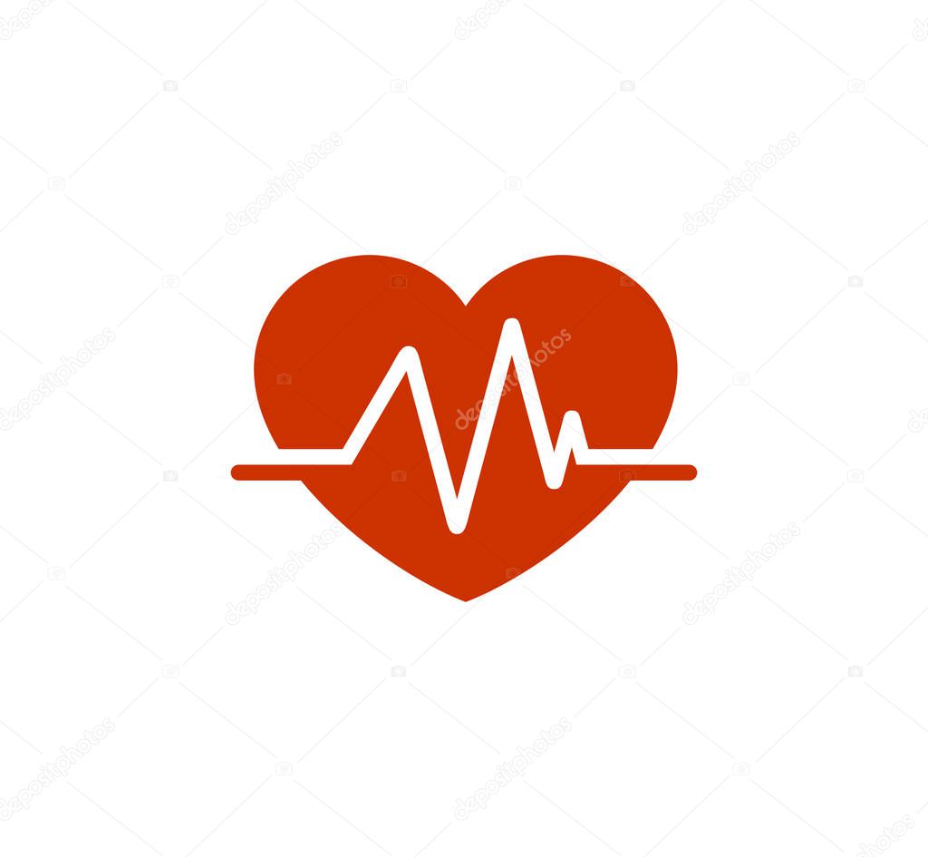 heart beat pulse line graphic inside a heart shape vector illustration in red color