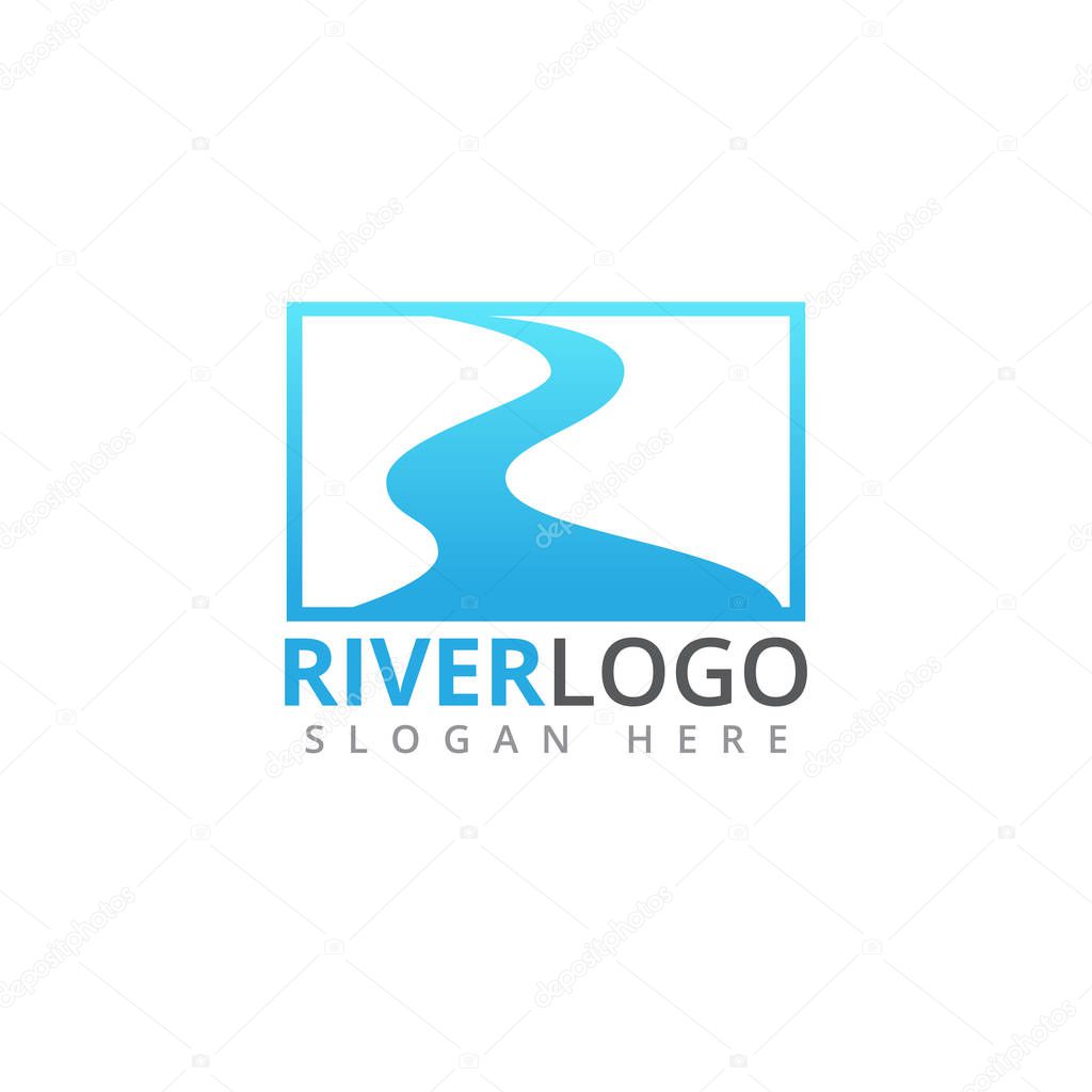 Abstract river stream flowing shape vector logo design template
