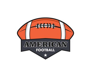 Amerikan spor futbol rozet vektör logo tasarım şablonunda marka kimliği gibi gömlek, Üniforma, Hediyelik eşya ve daha fazlası
