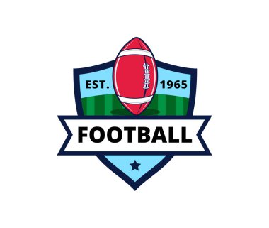 Amerikan spor futbol rozet vektör logo tasarım şablonunda marka kimliği gibi gömlek, Üniforma, Hediyelik eşya ve daha fazlası