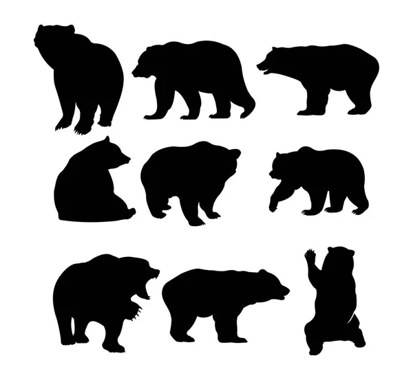 Simple Bear Black Silhouette Vector Illustration Logo Design Template — Stock Vector
