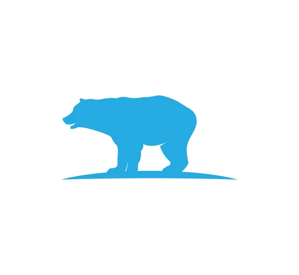 Semplice Silhouette Blu Orso Animale Sul Parco Disegno Del Logo — Vettoriale Stock