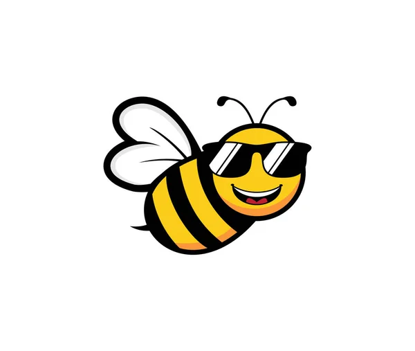 Cute Honey Bee Mascot Character Vector Logo Design Template Inspiration — Stock Vector