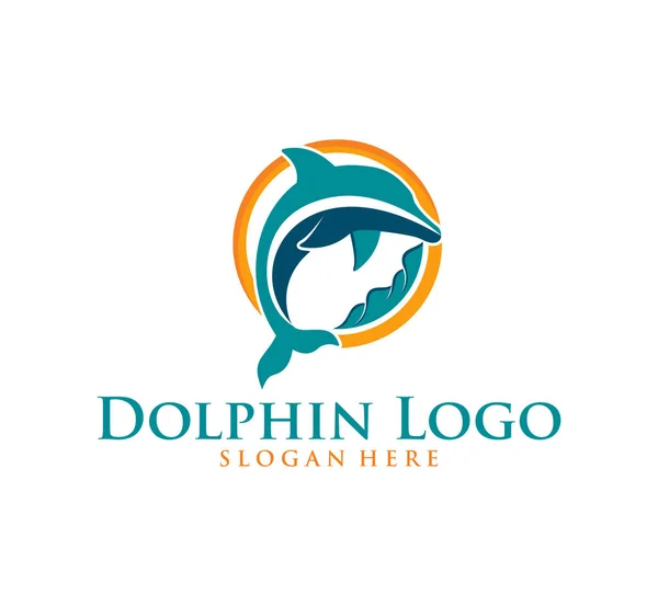 Dauphin Intelligent Animal Vecteur Logo Design Inspiration Pour Sanctuaire Zoo — Image vectorielle