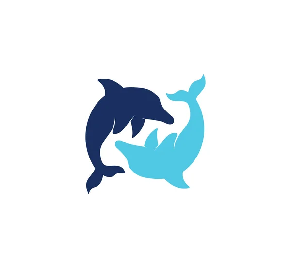 Dolphin Smarta Djur Vektor Logo Designinspiration För Sanctuary Zoo Park — Stock vektor