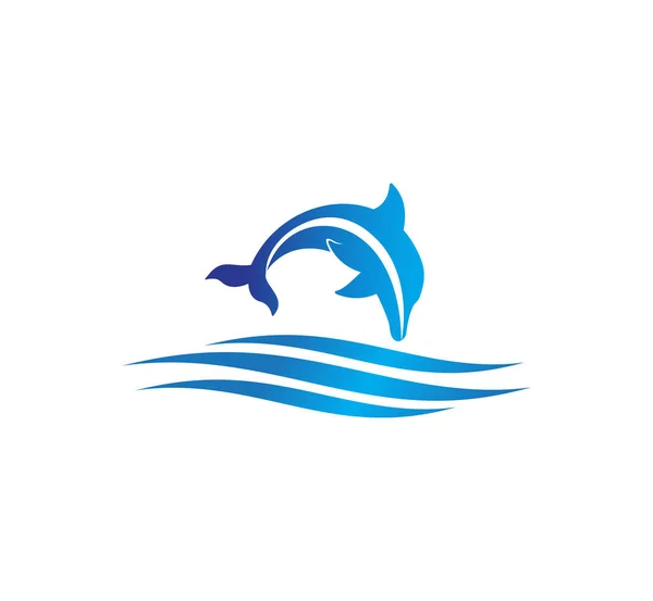 Delfín Inteligente Animal Vector Logotipo Diseño Inspiración Para Santuario Zoológico — Vector de stock