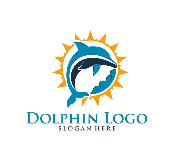 Dolphin Smart Wektor Zwierzę Logo Inspiracji Sanktuarium Zoo Park Inne — Wektor stockowy