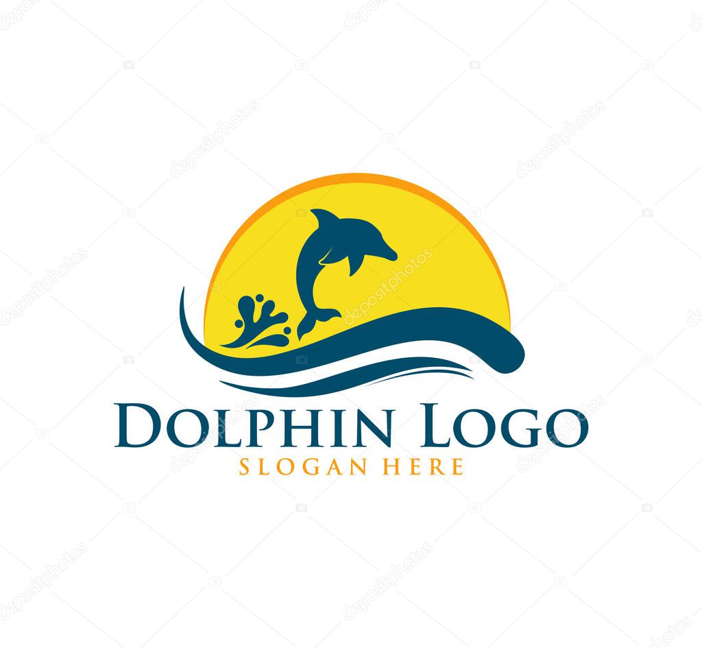 Dolphin smart animal vector logo design inspiration for sanctuary, zoo, park, and other business related