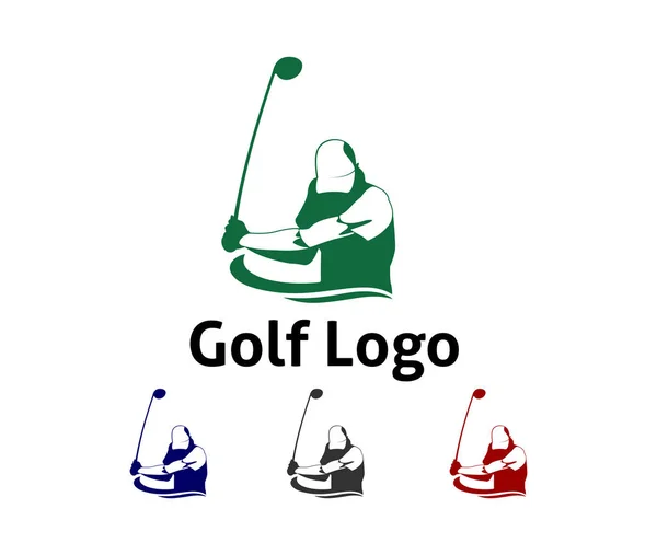 Golf Zewnątrz Sport Wektor Logo Inspiracje Gracz Uderza Piłkę Kijem — Wektor stockowy