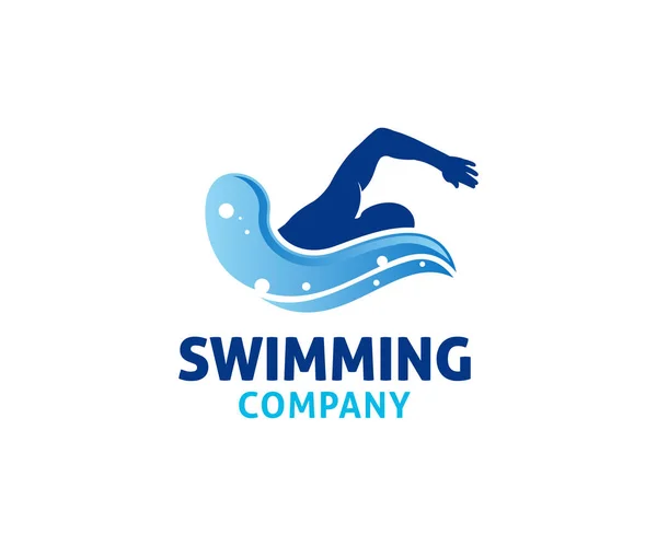 Swimming Water Sport Vector Logo Design Inspiration Training School Club — Stock Vector