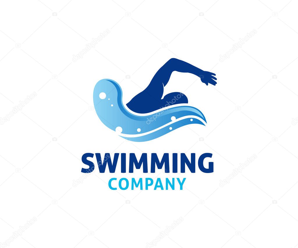 swimming water sport vector logo design inspiration for training school, club, and championship