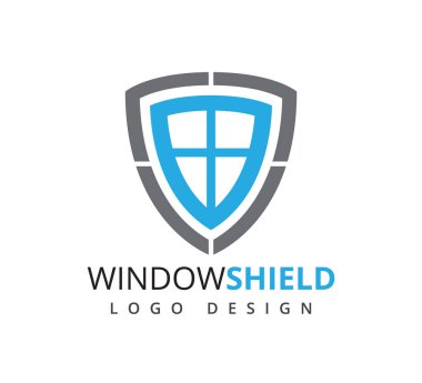 Windows içinde kalkan vektör simge veya logo tasarım çizim şablonu