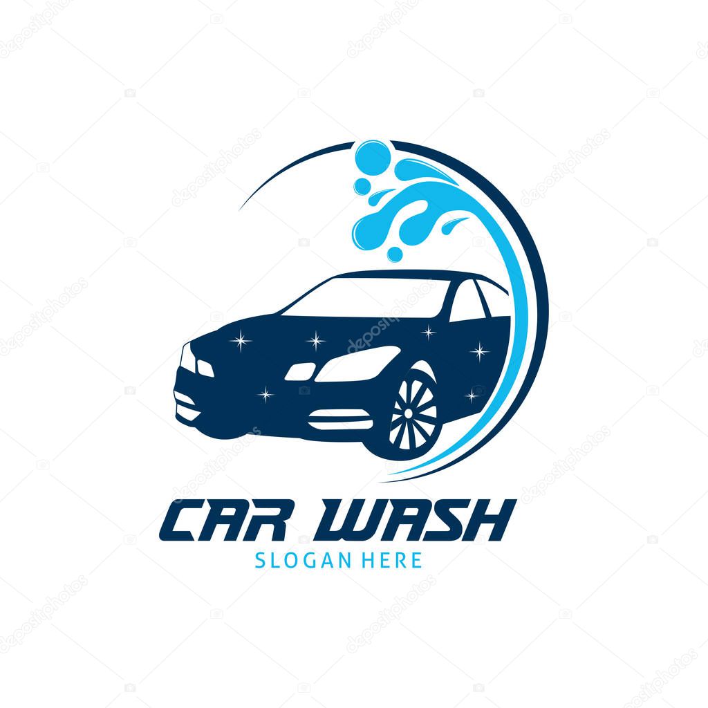 Car wash service vector logo design template inspiration or illustration