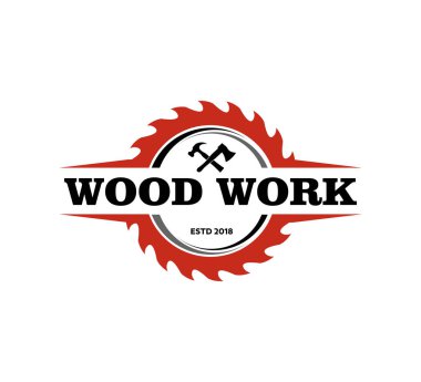 ahşap çalışma lodge marangoz fabrika vektör logo tasarım şablonu