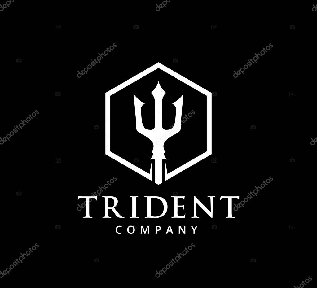 Trident ocean king master vector icon logo design template