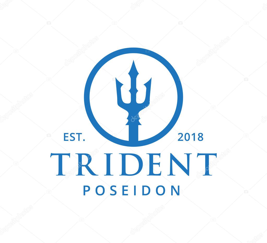 Trident ocean king master vector icon logo design template