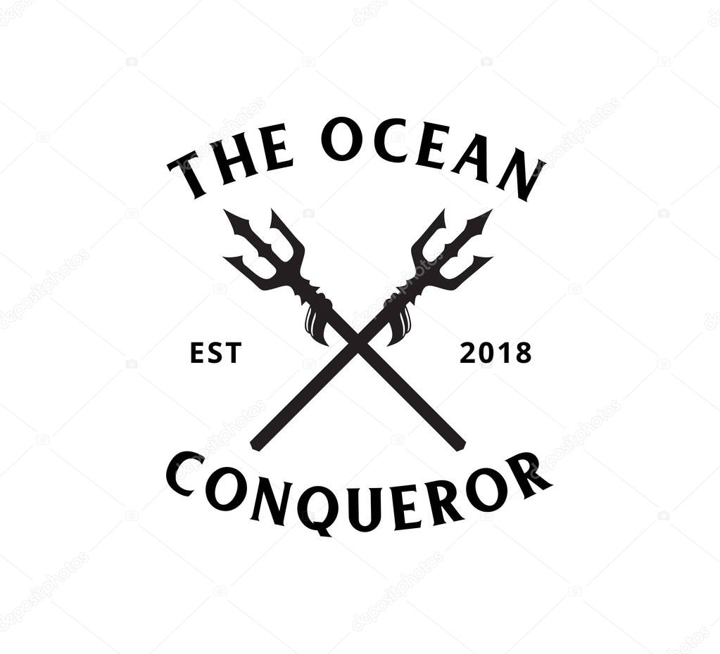 Trident ocean king master vector icon logo design template