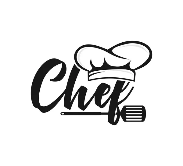 Chef Şapka Gıda Restoran Spatula Vektör Simge Logo Tasarım Şablonu — Stok Vektör
