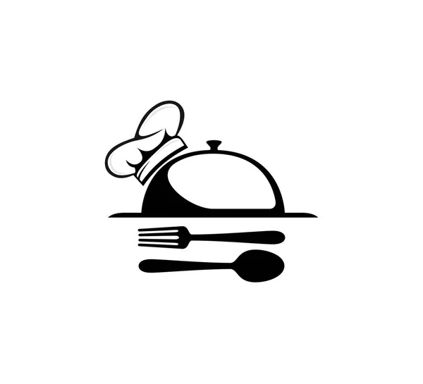 Chef Şapka Gıda Restoran Vektör Simge Logo Tasarım Şablonu — Stok Vektör