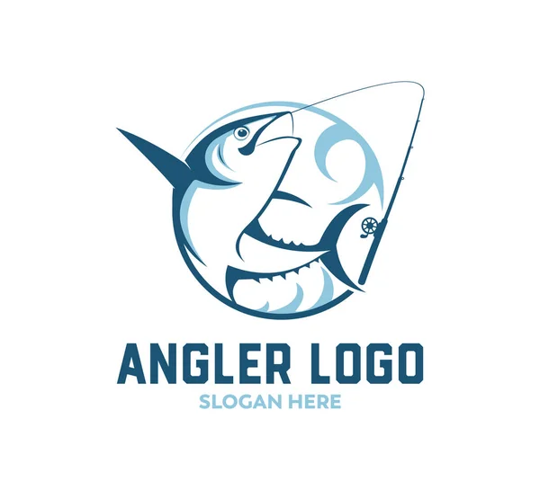 Pesca Desportiva Ícone Pescador Vetor Logotipo Modelo Design —  Vetores de Stock