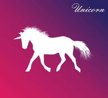 tek boynuzlu at siluet detaylı saç vektör çizim tasarım şablonu ile