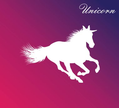 tek boynuzlu at siluet detaylı saç vektör çizim tasarım şablonu ile