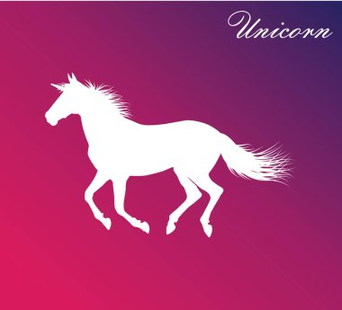 tek boynuzlu at siluet detaylı saç vektör çizim tasarım şablonu ile