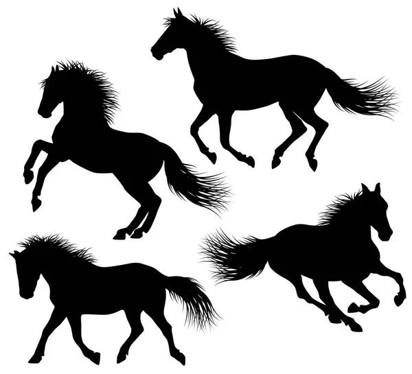 Άλογο Σιλουέτα Πρότυπο Σχεδίασης Εικονογράφηση Διάνυσμα Λεπτομερείς Μαλλιά — Διανυσματικό Αρχείο