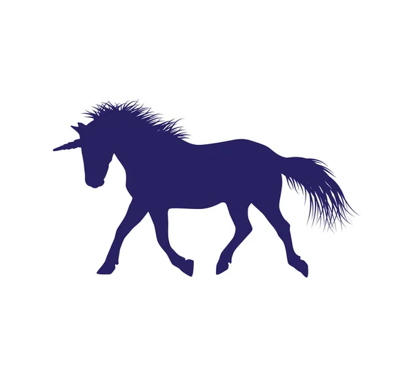 Μονόκερως Άλογο Σιλουέτα Λεπτομερή Μαλλιά Διανυσματικά Εικονογράφηση Πρότυπο Σχεδίασης Λευκό — Διανυσματικό Αρχείο
