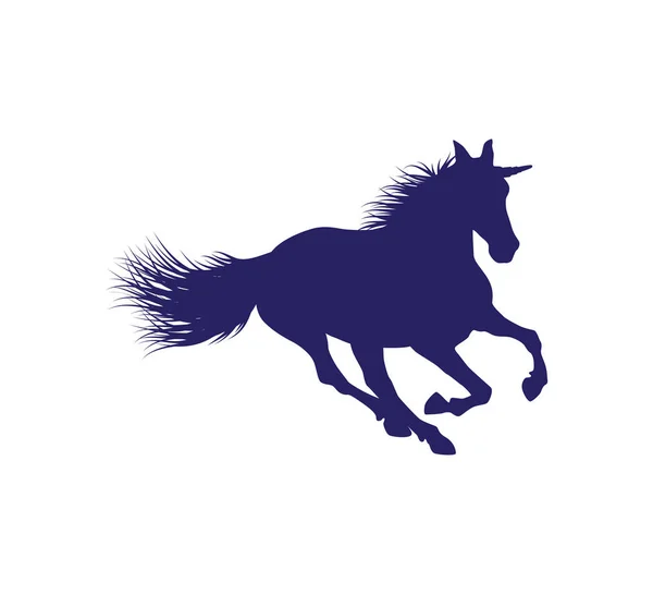 Μονόκερως Άλογο Σιλουέτα Λεπτομερή Μαλλιά Διανυσματικά Εικονογράφηση Πρότυπο Σχεδίασης Λευκό — Διανυσματικό Αρχείο