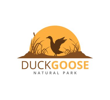 ördek veya çim savannah vektör logo illüstrasyon şablonu ile kaz